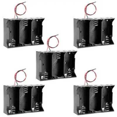 Kotak Penyimpanan Casing Tempat Baterai 4.5V 3X1.5V D Kabel Baterai 5 Buah