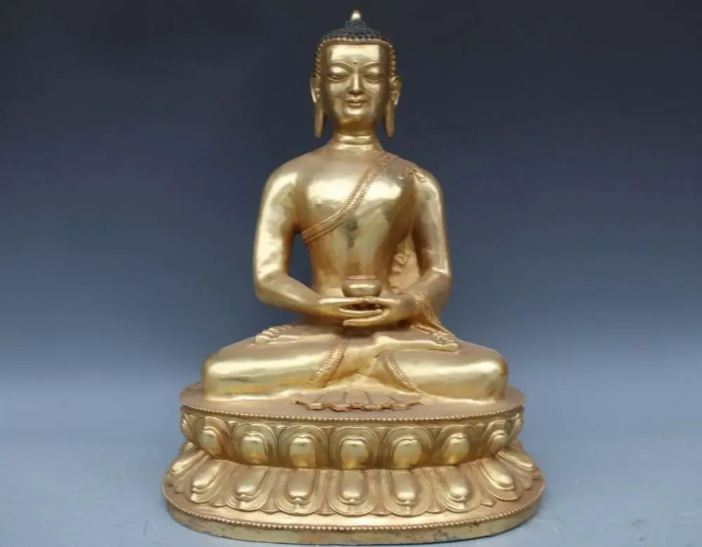 

China Buddhism Temple Copper Bronze Amitabha Rulai Sakyamuni Buddha God Statue