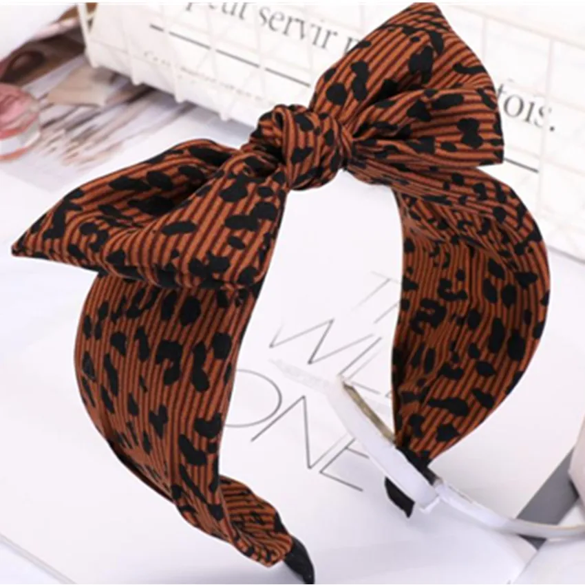 Big Bow Knotted Leopard Print Hairband Headband for Women Headband Bow Tie Trendy Hair Accessory Girls Teen Bow Headband Pearls