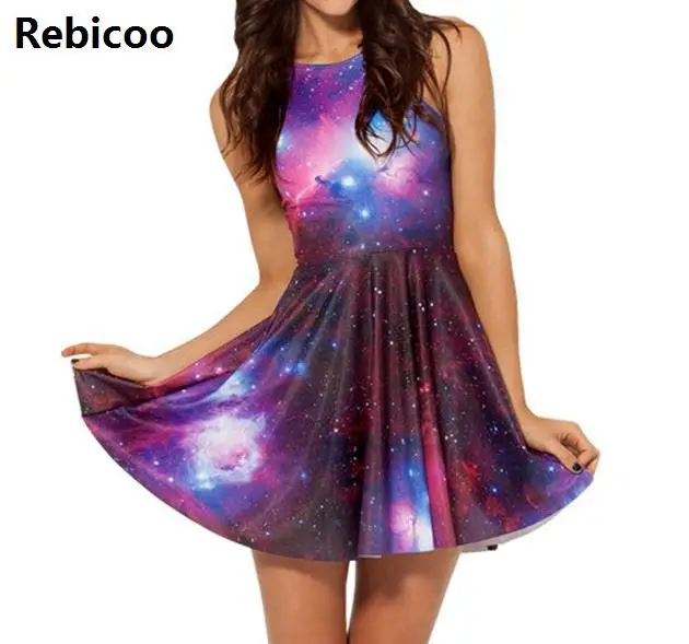 Dress Skater Dresses  Summer Dress Black Milk Galaxy Dress for Women S M L XL 4XL