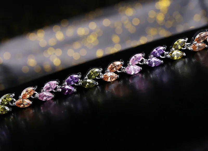 CWWZircons Neuer Trend 2026 Zirkonia-Schmuck Silberfarbener Blatt-Anhänger CZ-Kristall Damen-Armbänder Großhandel S0003 – Detail 12
