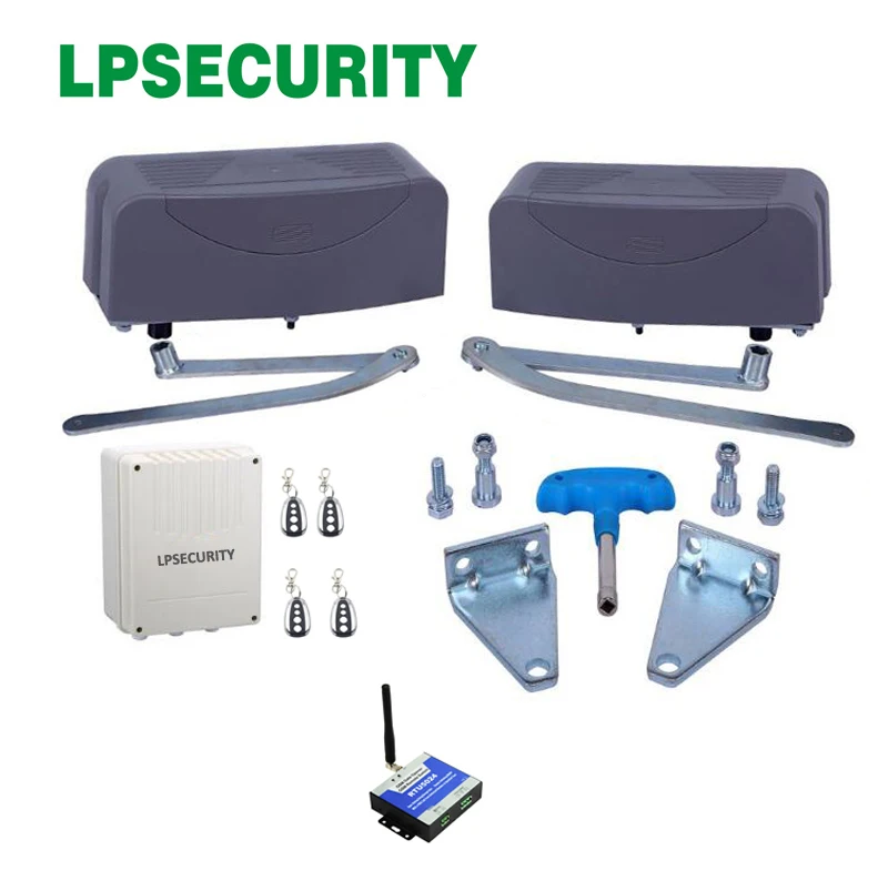 LPSECURITY 400kg per leaf Articulated Swing Gate Opener kit for  Swing Gates(sensor lamp gsm module button keypad optional)