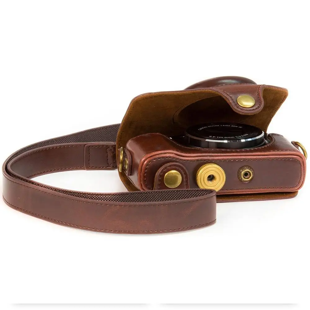 حقيبة كاميرا رقمية من جلد البولي يوريثان لكامل الجسم ، جراب مناسب بدقة مع حزام كتف لكانون PowerShot SX740 SX730 SX720