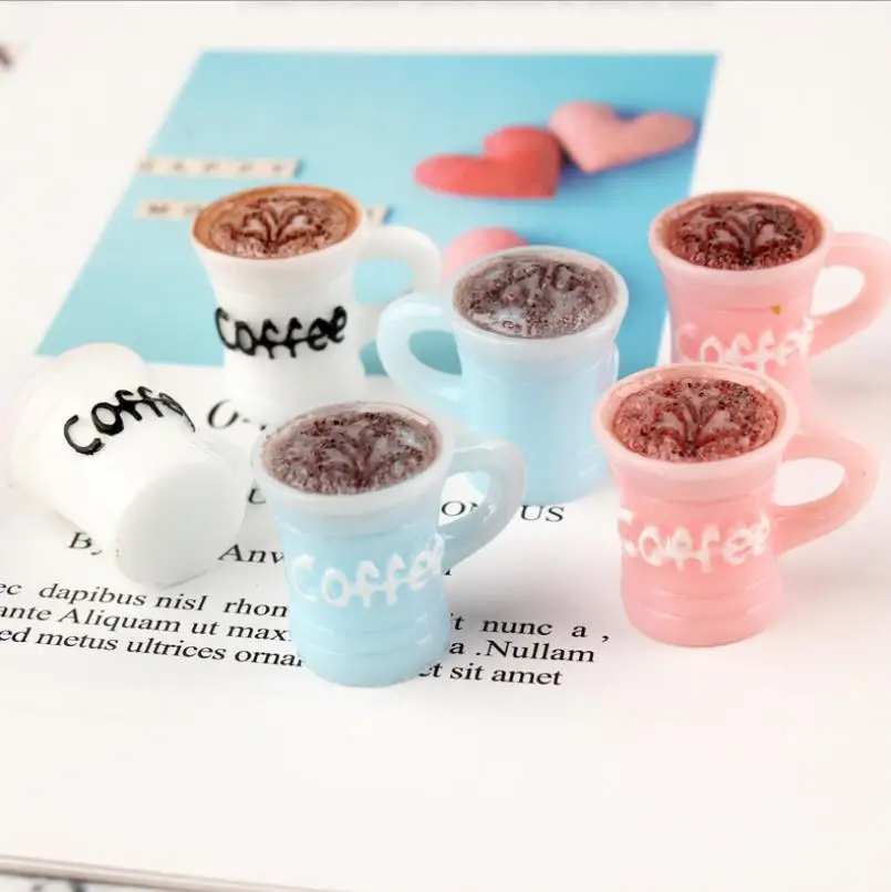 100 3D Resin Kawaii Mini Coffee Cup Plate For Miniature Dollhouse Kitchen Room Food Drink Home Tableware Decors Doll Accessories