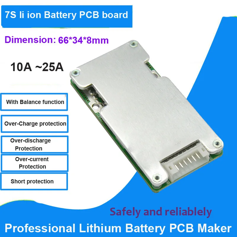 7S li ion battery PCB with 15A 20A 25A constant current for solar power conveter 29.4V lithium battery protection circuit board