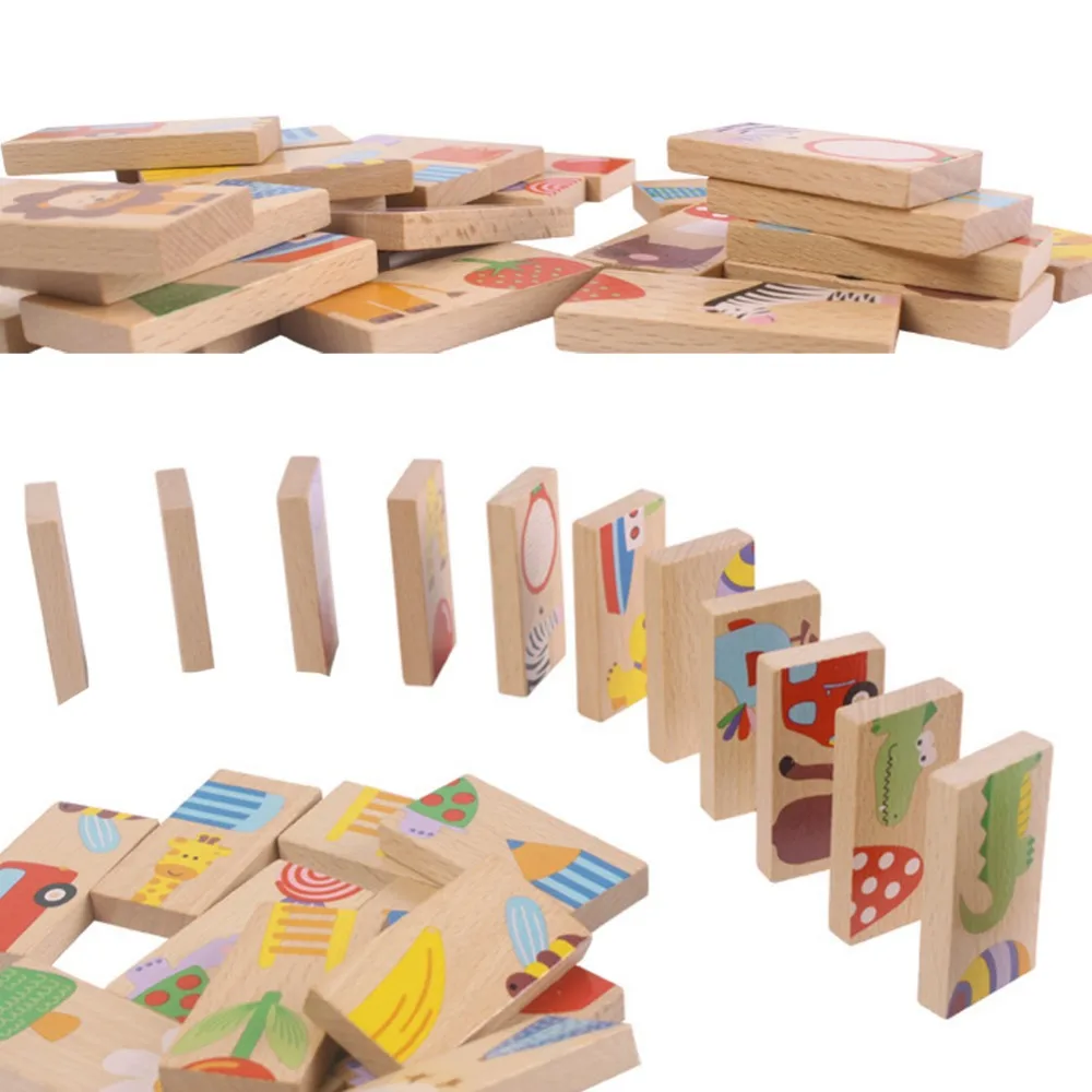 Mylb – blocs de dominos en bois unisexe pour enfant de plus de 3 ans, 28 pièces, jouets éducatifs