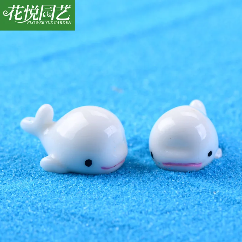 10pcs White dolphin moss micro-landscape miniature figurines  cute animal Mini resin handicraft DIY cake accessories Home Decor