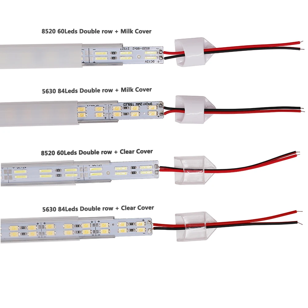 5 sztuk światła typu LED Bar trudno doprowadził pasek White 50cm 12V DC 5630 8520 7020 5054 sztywny pasek z U aluminiowa powłoka + osłona z