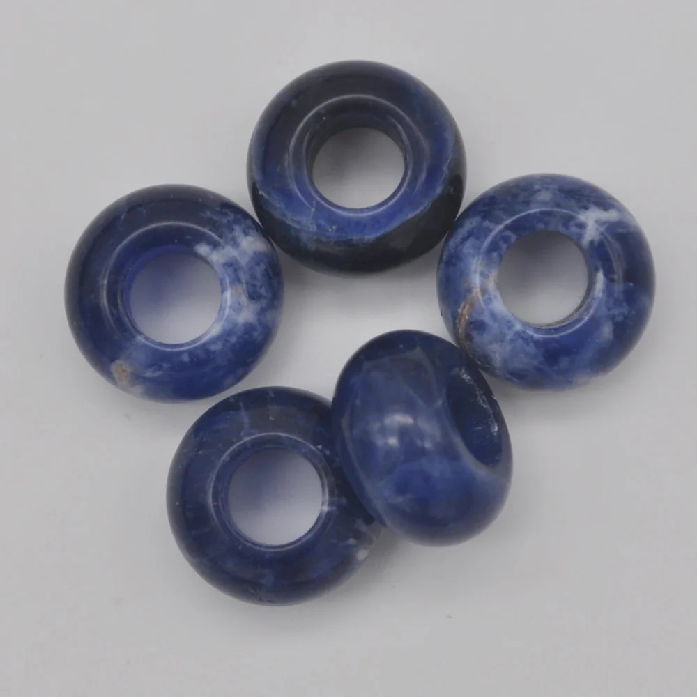 14MM Brazilian Sodalite Big Hole Loose Beads Charms Fit Charms Jewelry For Woman Gift Bracelet Findings (5 pcs/lot) H168