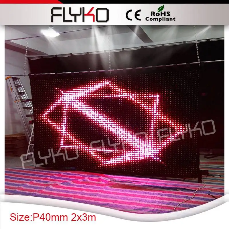 2*3m china sex video led full color light led video curtain music stage display screen P40mm