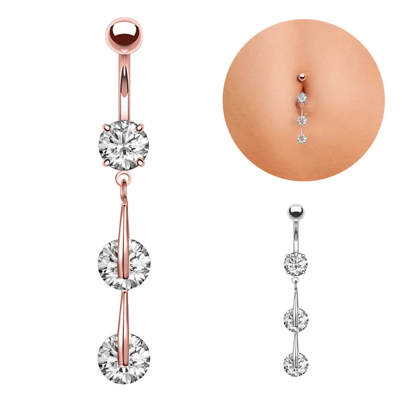 

Zircon Navel Nail Hot Sale New Belly Button Ring Body Jewelry For Women Girl 3 Color Can Choose