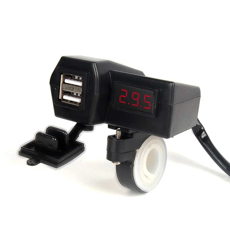 Red LED Digital Display Voltmeter Voltage Meter Monitor + Dual USB Power Socket For Iphone Ipad Android GPS Camera Charger Plug