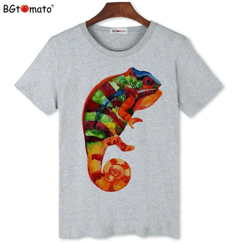 BGtomato super cool chameleon T-shirt men Original brand new summer tees short sleeve casual shirts Cheap sale brand tops