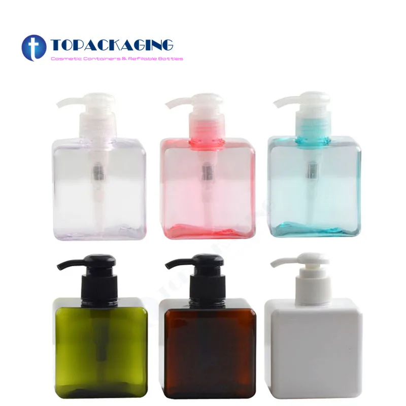 

20PCS*250ML Lotion Pump Bottle Square Plastic Refillable Shampoo Packing Empty Cosmetic Container Shower Gel Essence Oil Sample