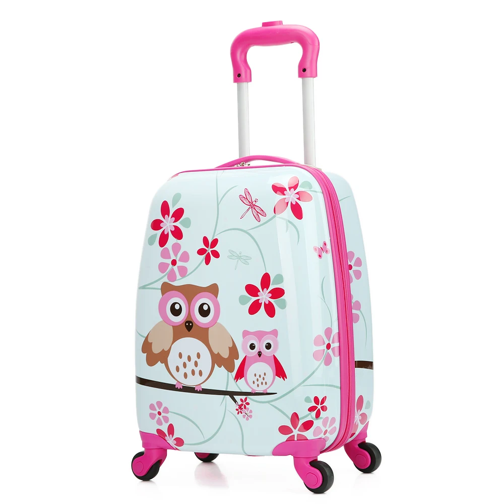 

Letrend Cute owl Rolling Luggage Set Spinner Kids Children Cartton Backpack Trolley Suitcase Wheels 18 inch Cabin Students Trunk