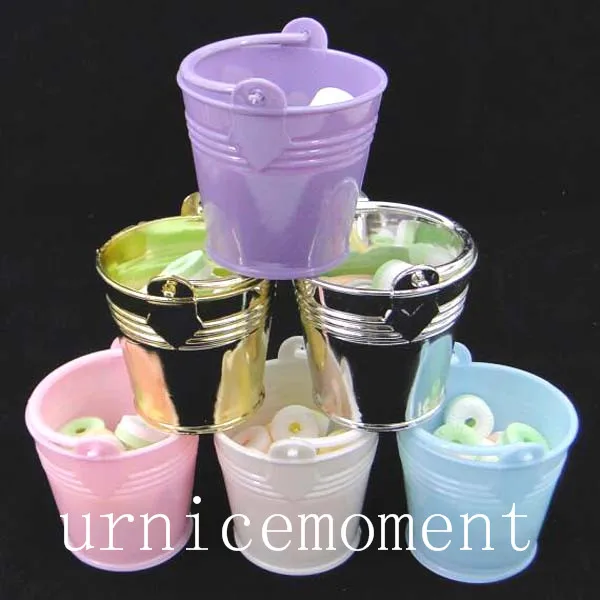 

8 Colors--24pcs/Lot Individuation Mini Colorized Plastic Bucket Candy Box Wedding Supplies Gift Boxes Decorative Buckets