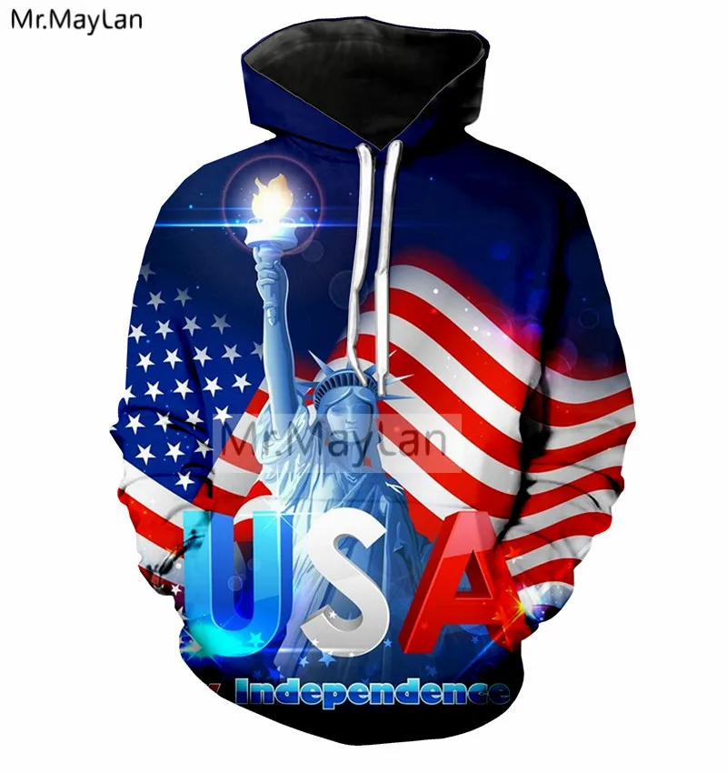 

Hipster 3D Print American Flag USA Statue of Liberty Jacket Men/women Fashion Pullovers Hoodies Boys Streetwear Clothes Big Size