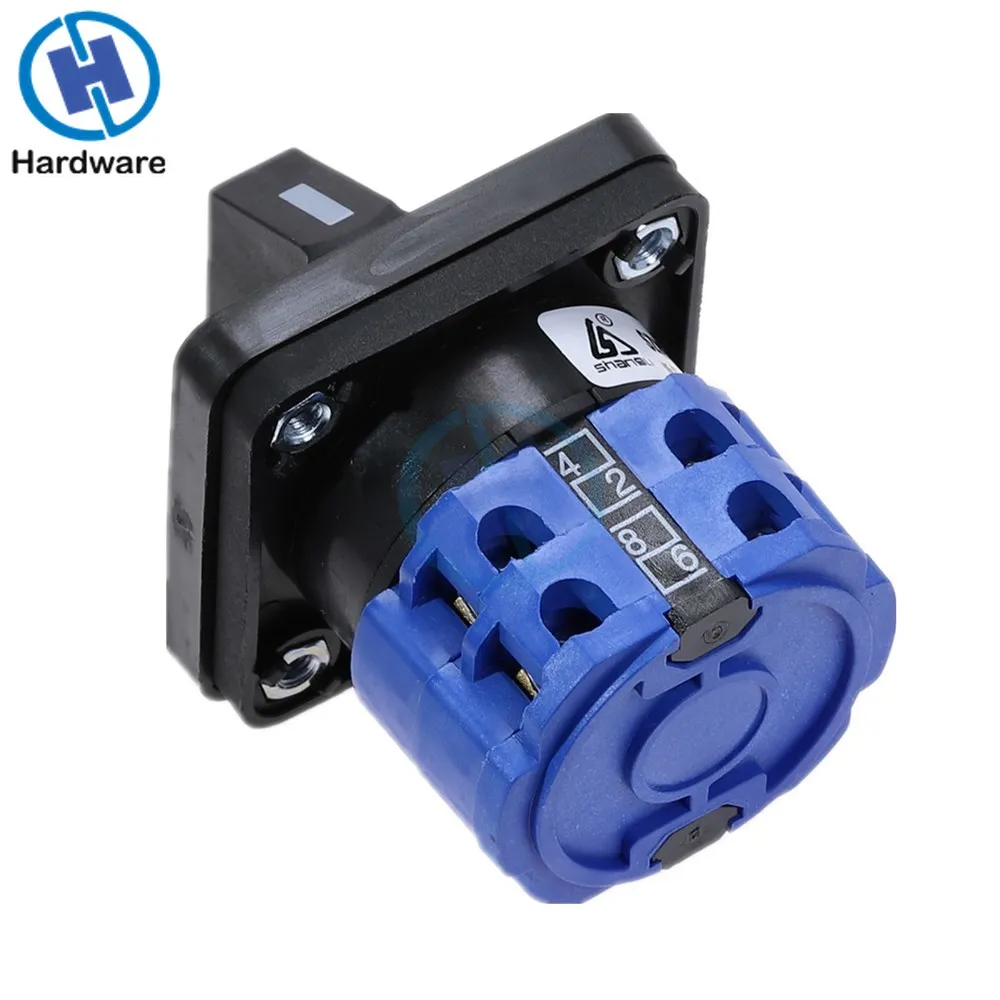 Interruptor de cambio de leva rotativa de 20A, 660V, 3 posiciones, 0-1-2, 8 terminales, LW28-20