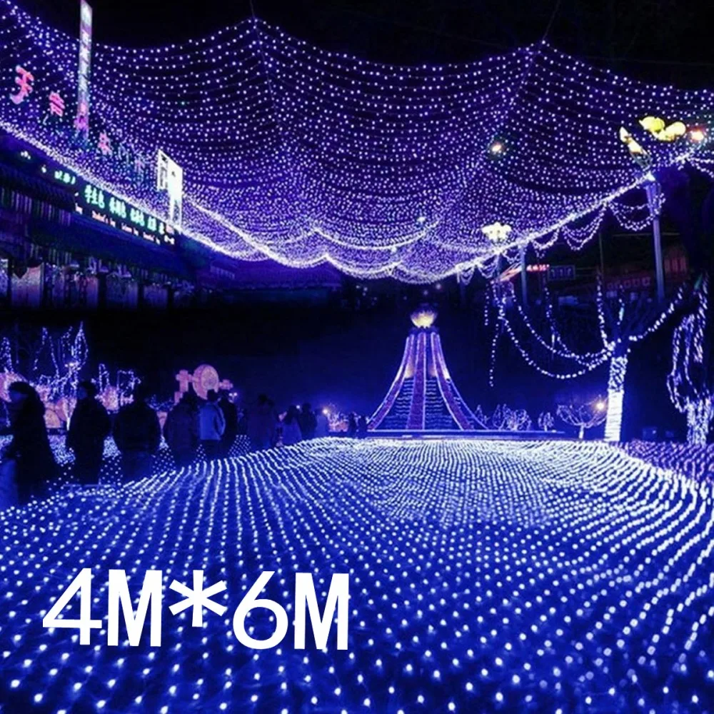 Imagem -06 - Prova Impermeável Água 4m 6m Net Led Natal Luzes Led Luzes de Fadas Rede Malha Redes Luzes de Fadas ao ar Livre Jardim Ano Novo Casamento Feriado à