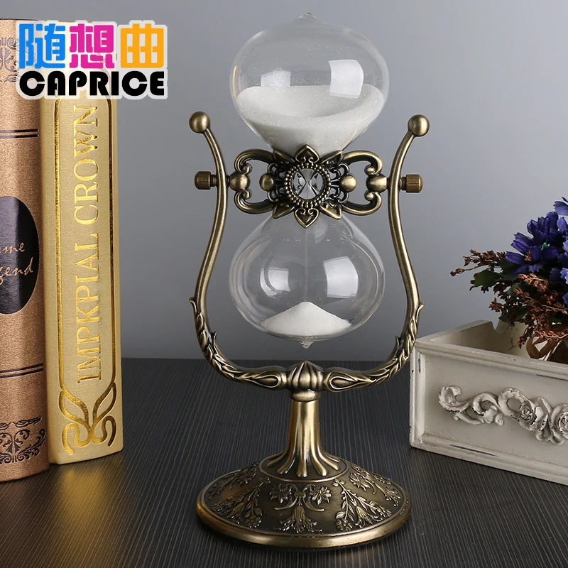 The rotation time of 30 minutes hourglass ornaments creative birthday decorations European zinc alloy Home Furnishing desktop