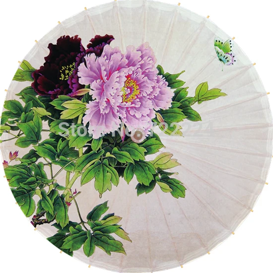 Free shipping chinese colorful peony picture umbrella antique handmade blue peony dance, collection,props oiled paper umbrella