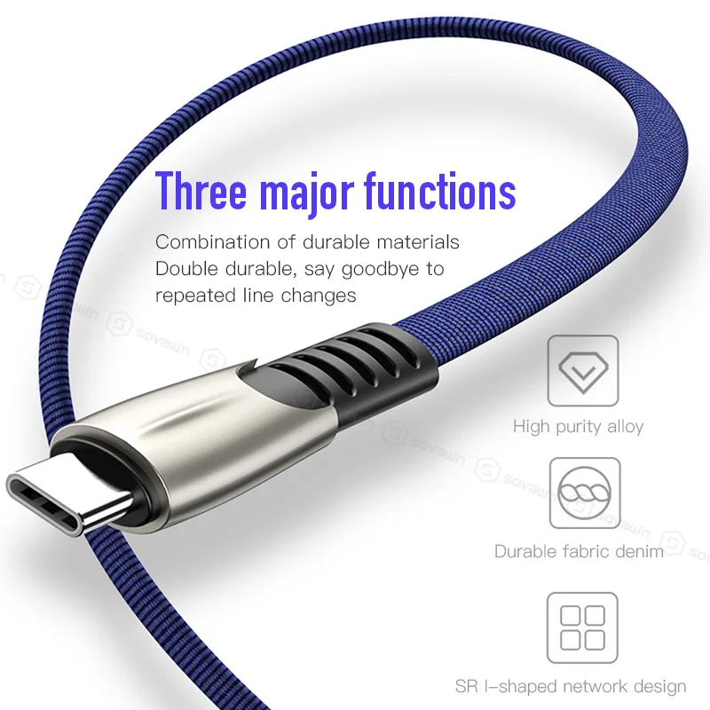 1m Micro USB Cable 3A Fast Charging for iPhone XS XR 8 Plus Reversible Data cable Type C for Samsung for Xiaomi for Huawei P8