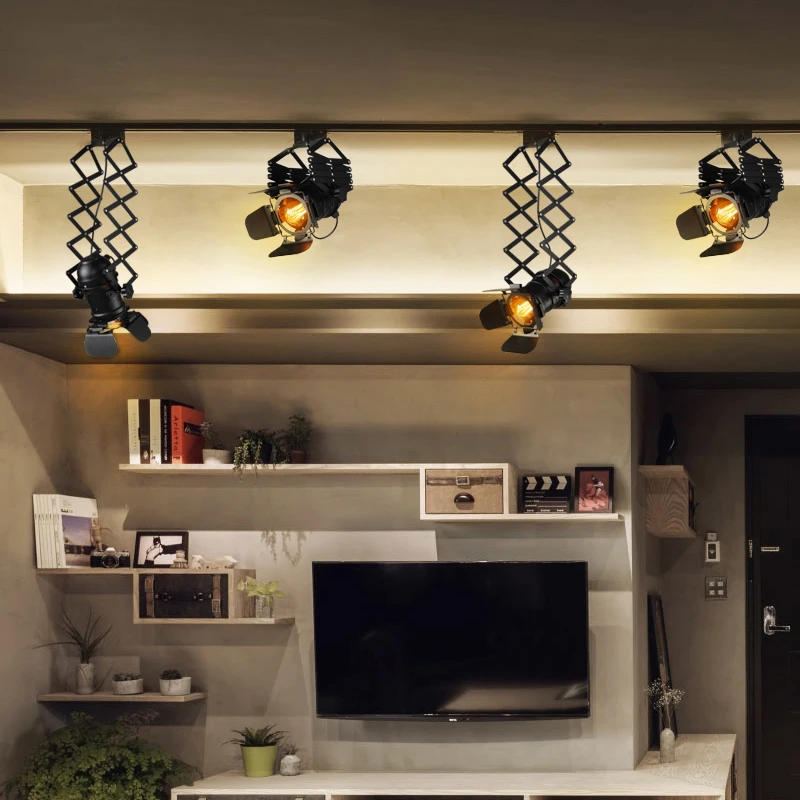 Loft Industrial Vintage Ceiling Light For Living Room Bedroom Adjustable Lifting Flexible Light  Restaurant Hanging Lamp Indoor