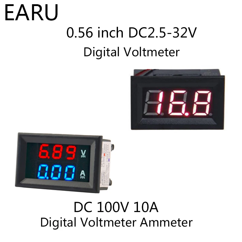 

1pc DIY DC100V 10A Voltmeter Ammeter Blue Red Dual Amp Volt Voltage Current Meter Gauge Tester Panel Digital LED Display for Car