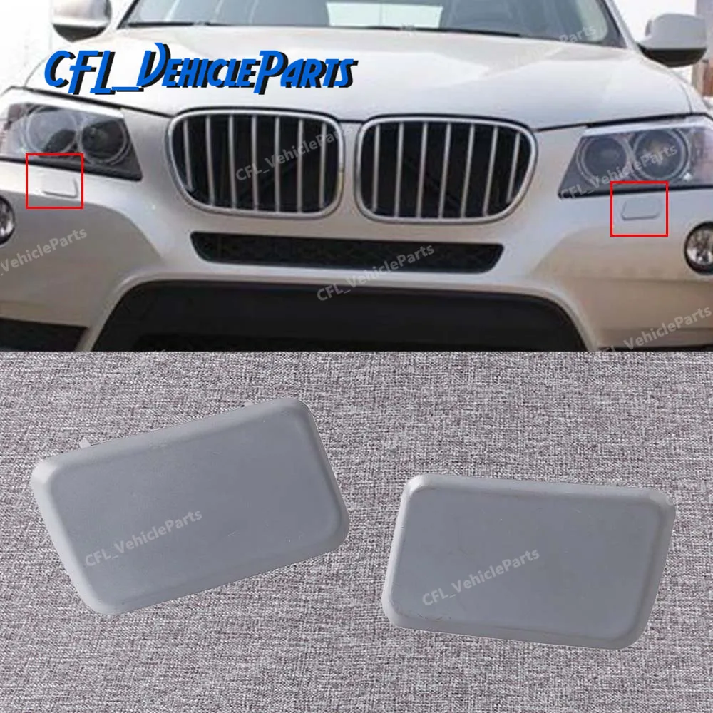 Pair Front Headlight Washer Nozzle Jet Cover Left  Right 61673443131 61673443132 For BMW X3 E83 2006-2010 Facelift