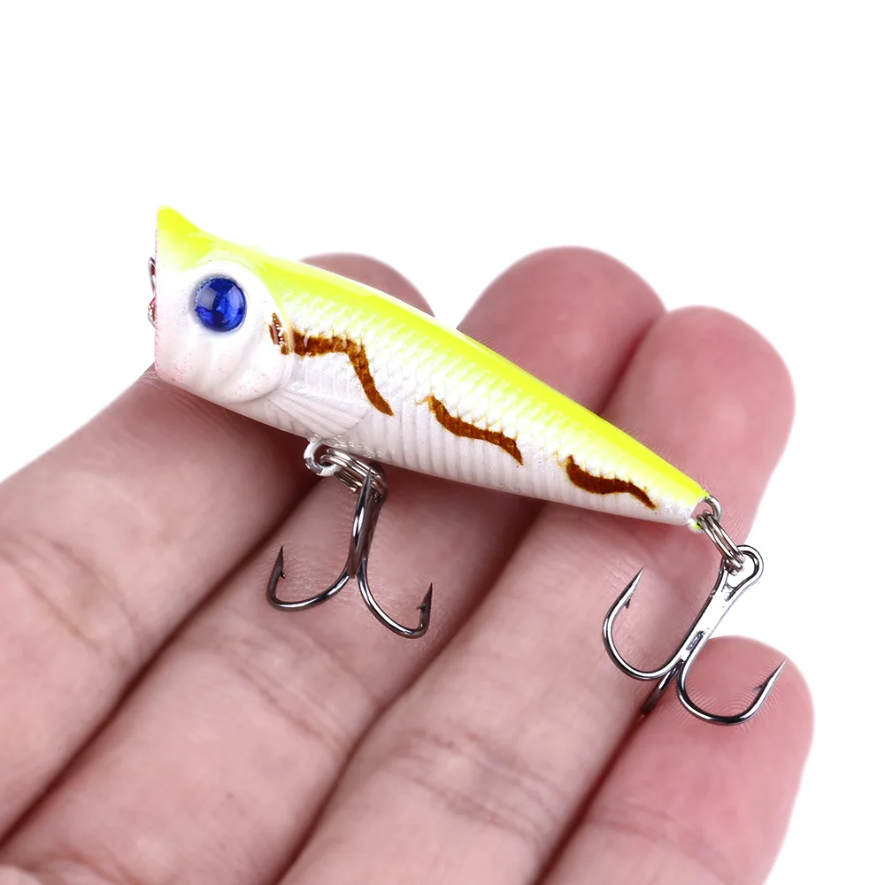 HENGJIA 1pcs Top Water Hard Plastic Fishing Lure Artificial Surface Bait Popper 5 Colors 5cm 4.9g 6#hook