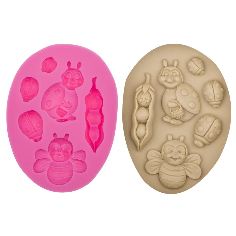 insect bee and Qixing insects DIY chocolate molds wedding cake decorating silicone mould baking fondant sugar tools F0554