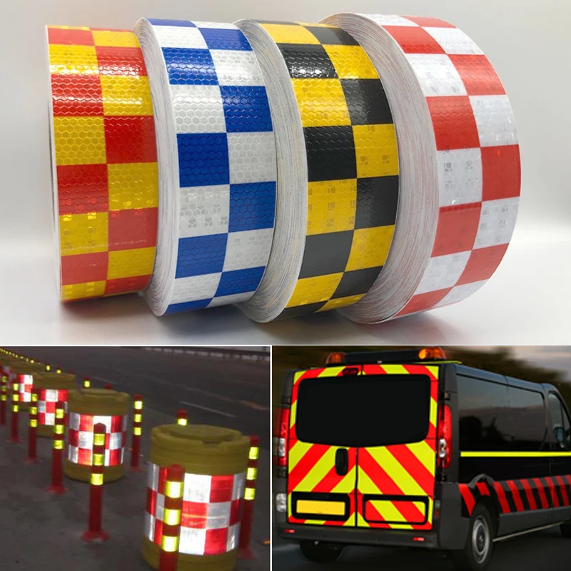 5 cm x 5 m veiligheidsmarkering reflecterende tape stickers auto-styling zelfklevende waarschuwingstape auto's motorfiets reflecterende film