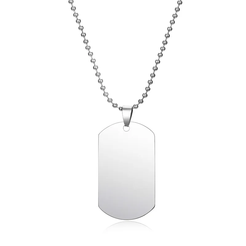 1PC Fashion Stainless Stee lDog Tag Pendant Necklace For Women Men Punk Metal Color Smooth Army Tag Necklace Jewelry N4-1