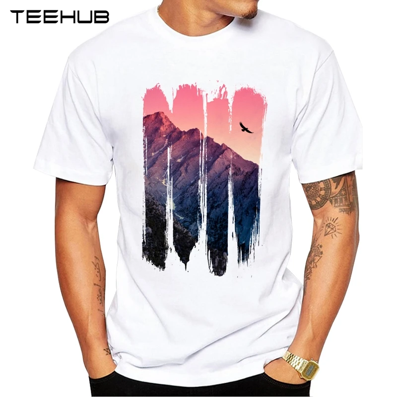 

New Arrivals TEEHUB Cool lonely bird Design Men's Fashion Printed T-Shirt Short Sleeve O-neck Tops Hipster Tee