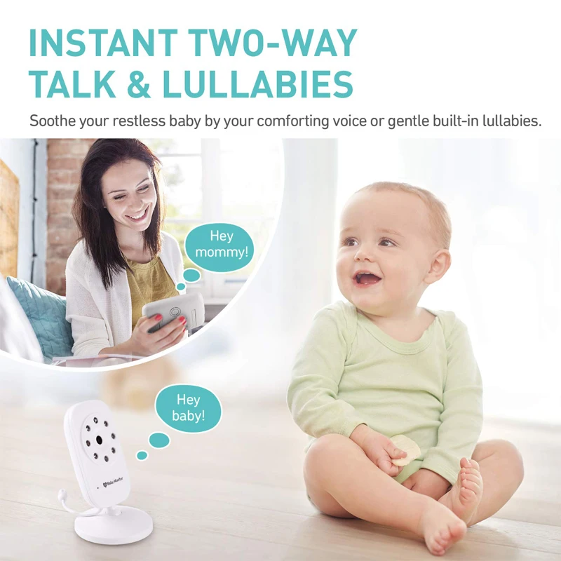 Wireless Baby Monitor,3.5 Inch LCD Screen Display Infant Night Vision Camera,Two Way Audio,Temperature Sensor,ECO Mode,Lullabies