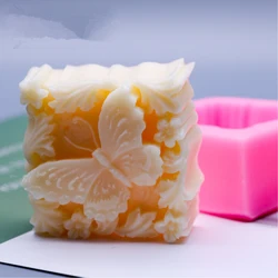 Silicone Soap Mold 3D Butterfly Square Food-Grade Silicone Mould Gyspum Candle Molds For Soap DIY Fondant Cake Decorating