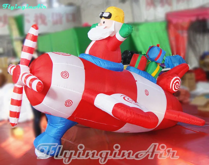 Customized 3m Pilot Santa Claus/ Inflatable Santa with Airplane for Christmas Decoration