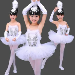 Vestidos de Ballet blancos profesionales para niñas, trajes de baile de bailarina para niños, tutú de actuación, Ropa de baile