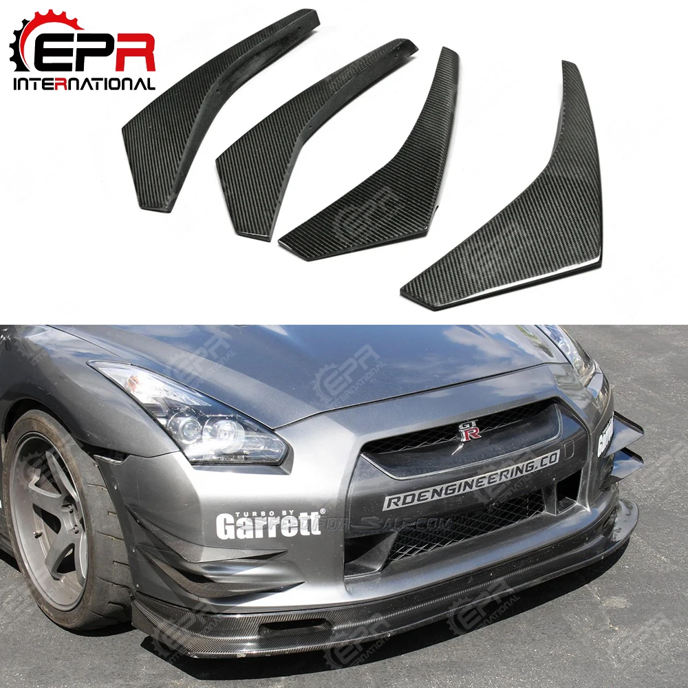 

For Nissan R35 CBA GTR Early Carbon Fiber Front Bumper Canard Trim (For OEM Bumper) Carbon Front Splitter For R35 GT-R Trim Part