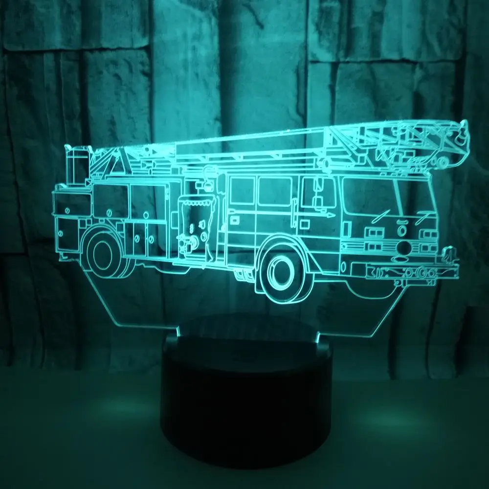 

New Fire Engine 3d Small Night Table Lamps For Living Room Colorful Touch Shenzhen Factory Direct Sales 3d Small Desk Lamp