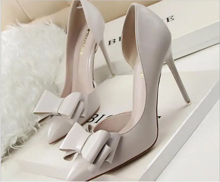 Women new classic Pumps Leisure High Heels Fashion Butterfly knot Shoes Pointed Toe Wedding Shoes Bride Women Heels Shoes Pink