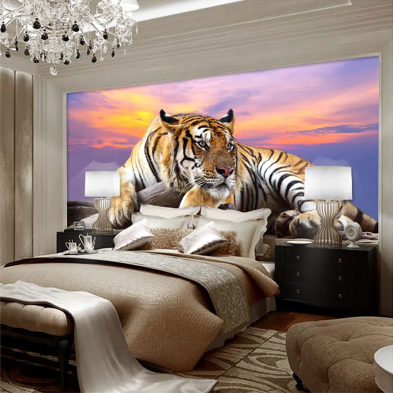 Customized 3D Tiger Animal Wallpapers Large Mural Bedroom Living Room Sofa Background 3D Photo Wallpaper Roll Papel De Pared