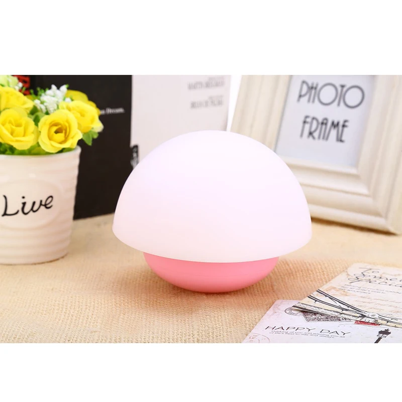 Touch Sensor Night Light Soft Cartoon Baby Nursery USB Lamp Children Mushroom LED Night Light Color Changing Roly-poly Style