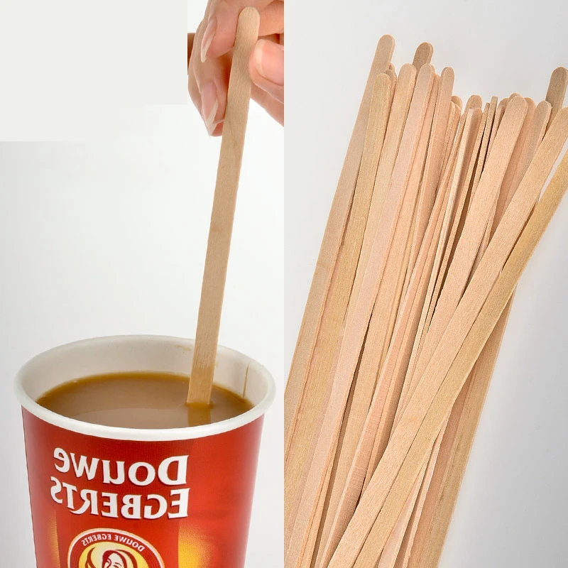 Long-Handled Wooden Stirring Rod, Disposable Hot Drink, Mixing Stick, Restaurant, Coffee Shop, 100Pcs