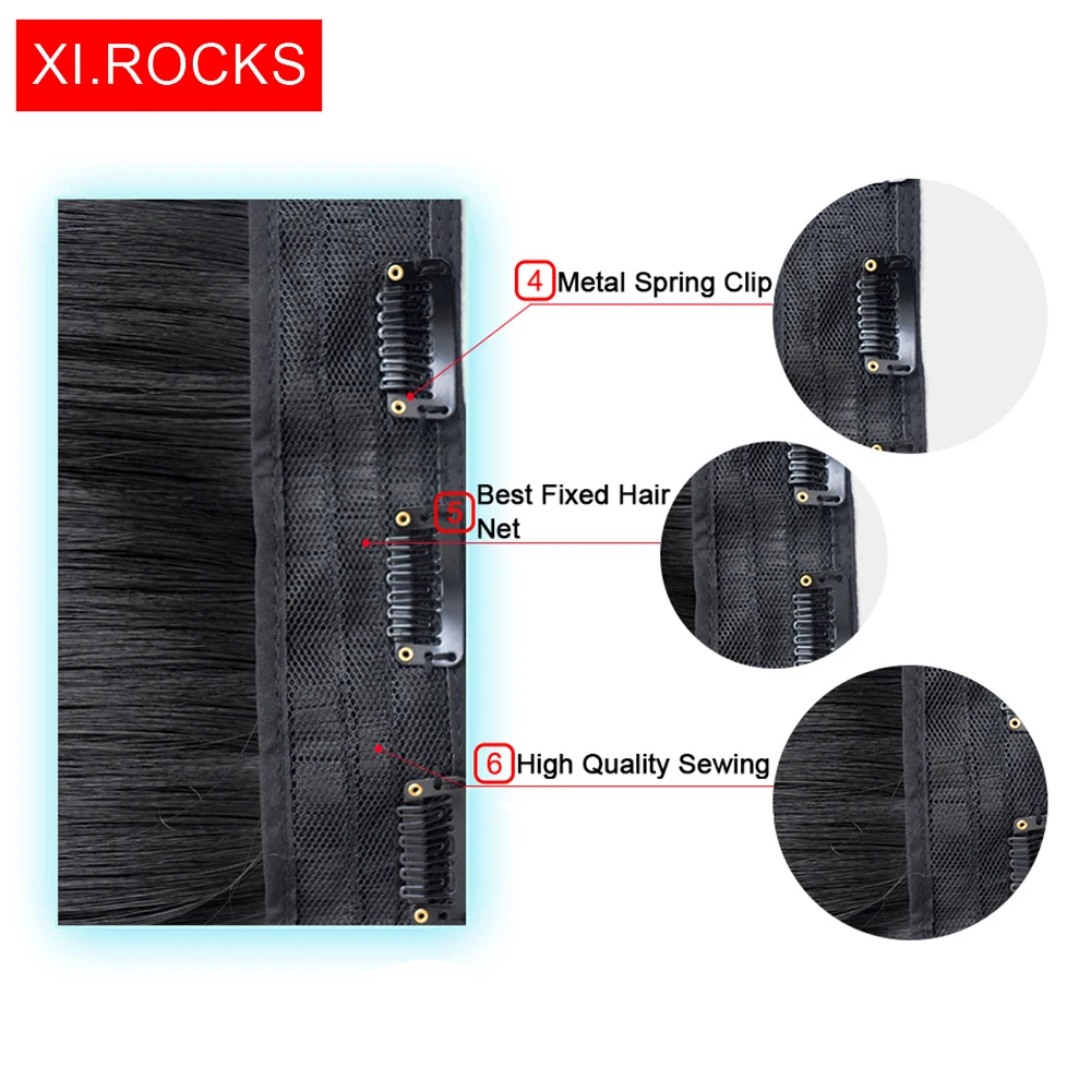 Xi.Rocks WJZ12070/1p 25ColorSynthetic 70cm Long Straight wig On Hairpins False Hair Clip In Hair Extension Black wigs Extensions