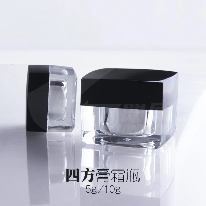 High Quality 5g 10g Acrylic Square Cosmetic Empty Jar Pot Eyeshadow Makeup Face Cream Container Refillable Bottles 100pcs/lot