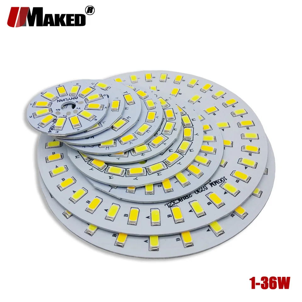 LED PCB SMD5730 Źródło światła panel lampy Trzy kolory Ściemnialne 3/5W 7W 9W 12W 15W 18W Aluminiowa płyta do żarówki led downlight diy