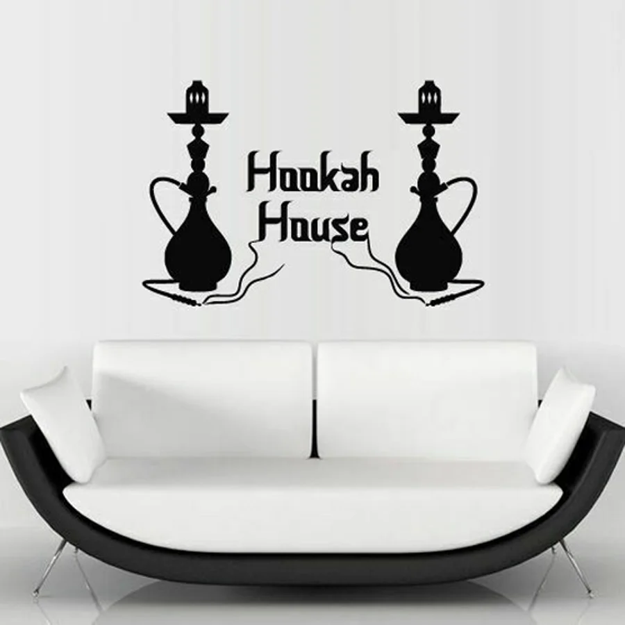 

Vinyl Wall Decal Hookah Hooka Logo Window Decals Shisha Lounge Relax Sign For Shop Bar Home Living Room Bedroom Decor N171