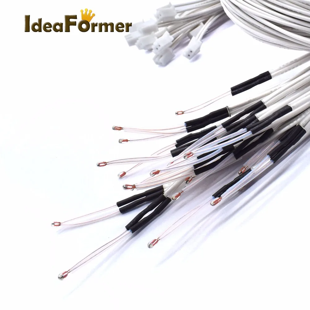 1/5pcs NTC Thermistor Temperature Sensor 3950 1% line100 & 150cm 100K with XH2.54 Terminal White 2P terminal connector 3D Printe