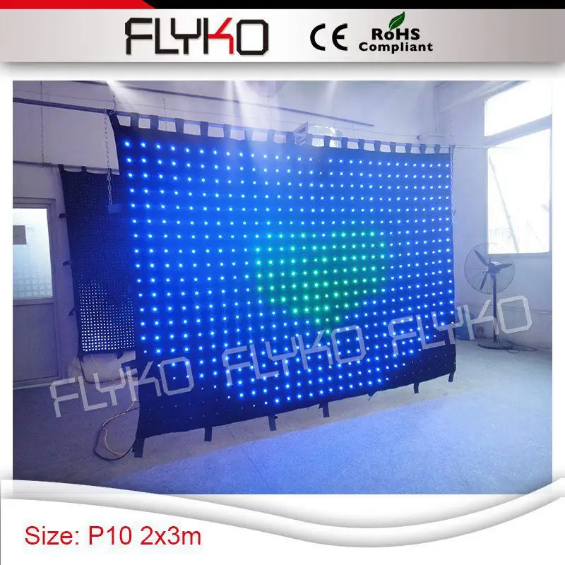 

nightclub led curtain 2x3m RGB3in1 bar disco stage P10 fireproof dmx led curtain light video screen